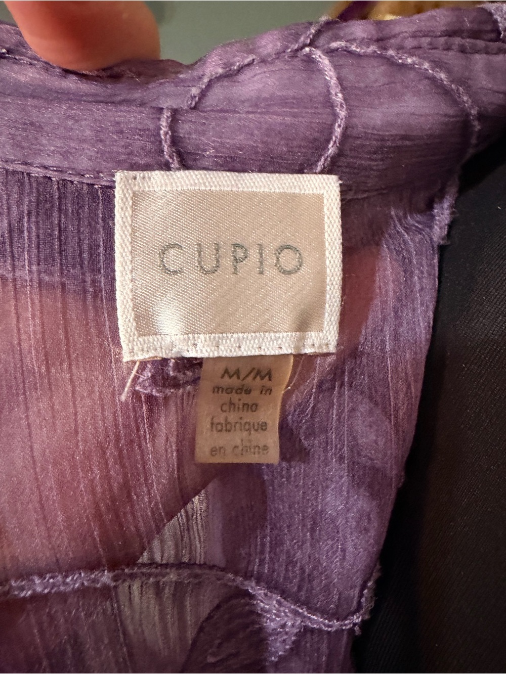 Cufio Purple Embroidered Sheer Floral Tunic Button Up Cottagecore Medium - Picture 2 of 4